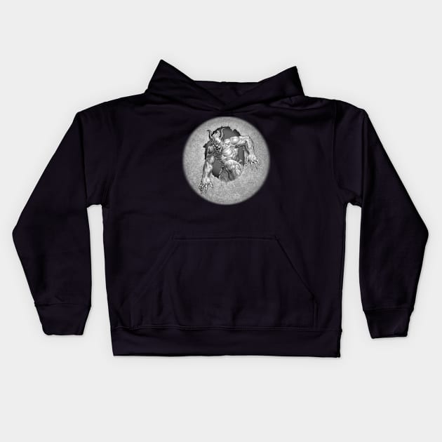 Demon Climbing Out Kids Hoodie by Paul_Abrams